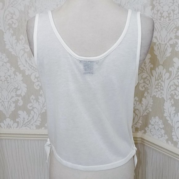 NWOT Mermaids Have More Fun Graphic Cropped Tank Top Side Ties Beachy Vacation - Picture 4 of 5